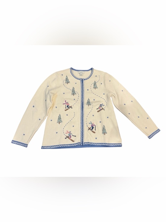 Sweaters - Vintage Appleseeds cotton embroidered ski zip
up cardigan size medium P